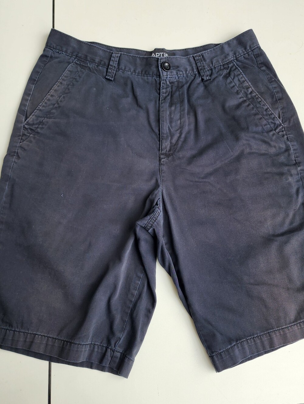 Apt. 9 Premier Black 100% Cotton Chino Shorts Flat Front Pockets Cargo Sz 32